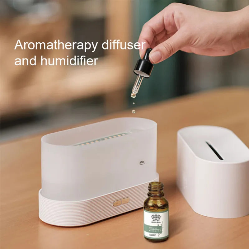 Aromatizador de ar com LED de chama múltiplas cores Umidificador relaxante