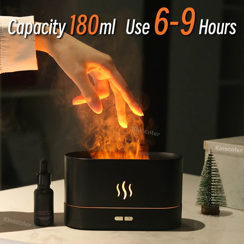 Aromatizador de ar com LED de chama múltiplas cores Umidificador relaxante