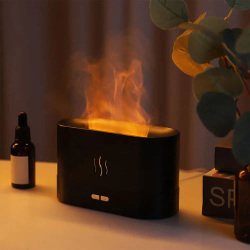 Aromatizador de ar com LED de chama múltiplas cores Umidificador relaxante